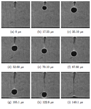 Caustic imaging of a crack propagating in PMMA
